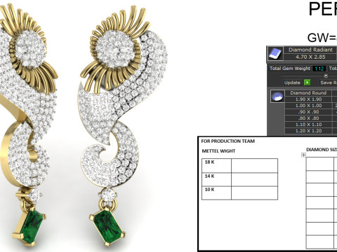 Printable 3D Jewelry design of Earrings with diamonds 3D Model
