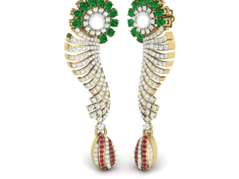 Printable 3D Jewelry design of Earrings with diamonds 3D Modell