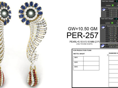 Printable 3D Jewelry design of Earrings with diamonds 3D Model