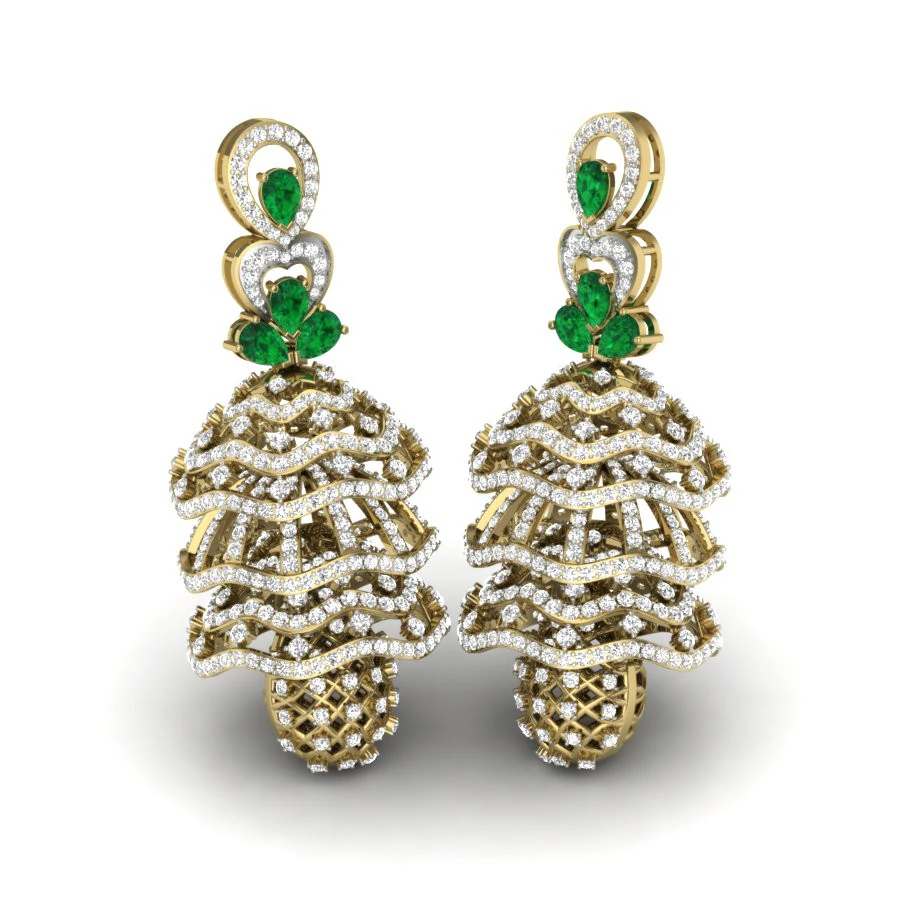 Printable 3D Jewelry design of Earrings with diamonds 3D Model .c4d .max .obj .3ds .fbx .stl .blend 