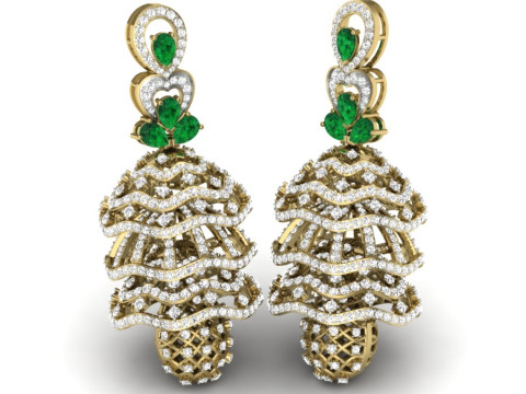 Printable 3D Jewelry design of Earrings with diamonds 3D Modell