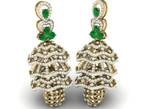 Printable 3D Jewelry design of Earrings with diamonds 3D Model