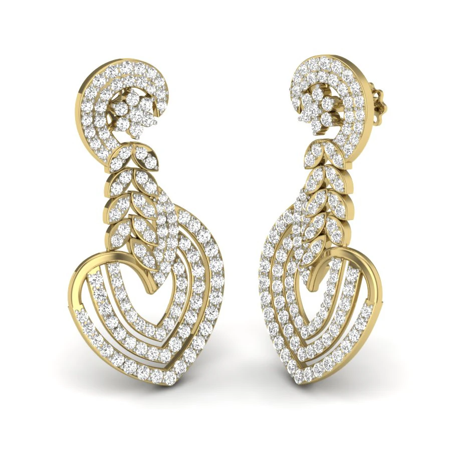 Printable 3D Jewelry design of Earrings with diamonds 3D Model .c4d .max .obj .3ds .fbx .stl .blend 