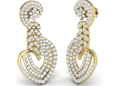Printable 3D Jewelry design of Earrings with diamonds Model 3D
