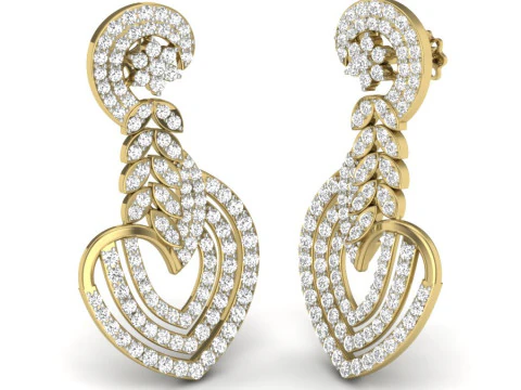 Printable 3D Jewelry design of Earrings with diamonds 3D Model