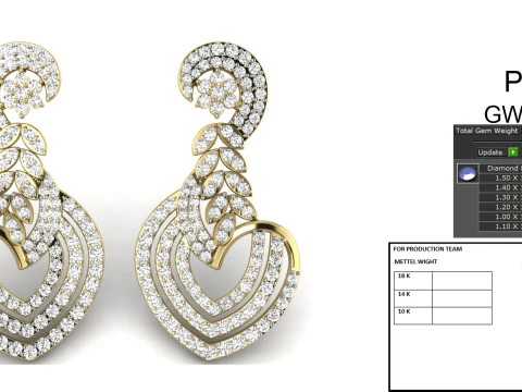 Printable 3D Jewelry design of Earrings with diamonds 3D Model