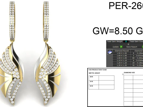 Printable 3D Jewelry design of Earrings with diamonds 3D Model