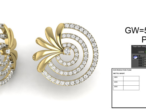 Printable 3D Jewelry design of Earrings with diamonds 3D Model