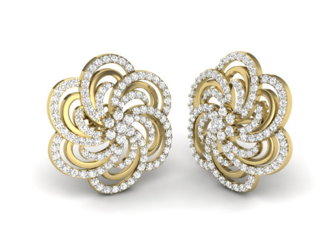 Printable 3D Jewelry design of Earrings with diamonds Model 3D