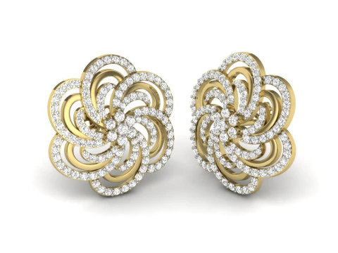 Printable 3D Jewelry design of Earrings with diamonds 3D Model