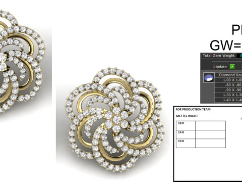 Printable 3D Jewelry design of Earrings with diamonds 3D मॉडल