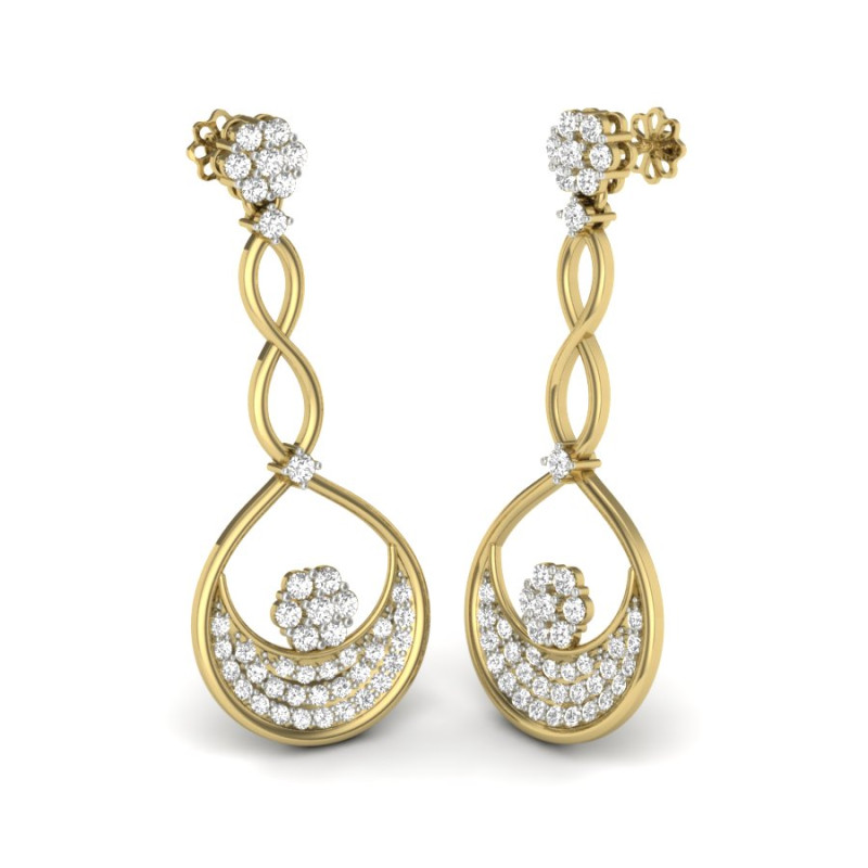 Printable 3D Jewelry design of Earrings with diamonds 3D Model .c4d .max .obj .3ds .fbx .stl .blend