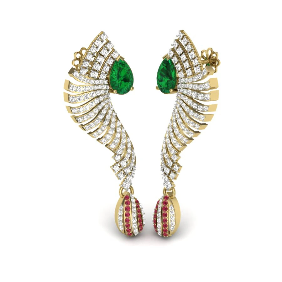Printable 3D Jewelry design of Earrings with diamonds 3D Model .c4d .max .obj .3ds .fbx .stl .blend 