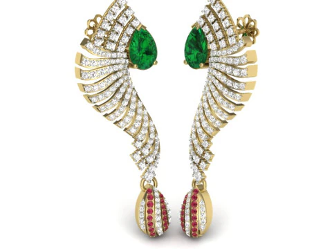 Printable 3D Jewelry design of Earrings with diamonds 3D Model