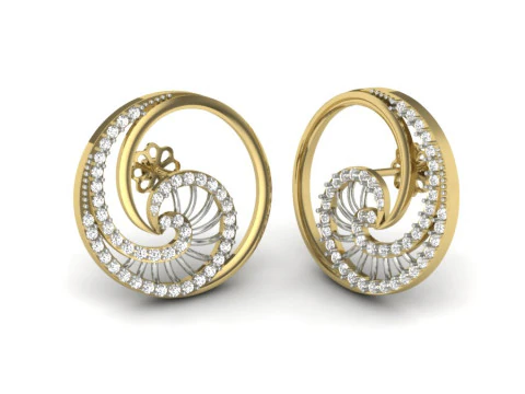 Afdrukbaar 3D-sieradenontwerp van oorbellen met diamanten 3D Model