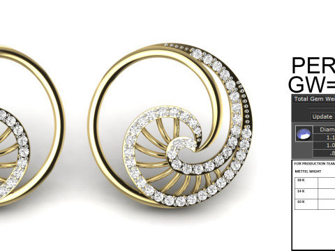 Printable 3D Jewelry design of Earrings with diamonds 3D 모델