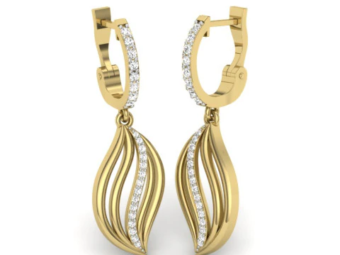 Printable 3D Jewelry design of Earrings with diamonds 3D Model