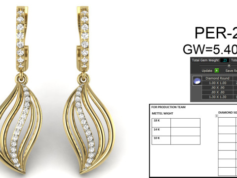 Printable 3D Jewelry design of Earrings with diamonds 3D 模型