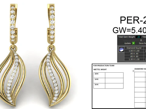 Printable 3D Jewelry design of Earrings with diamonds 3D Model