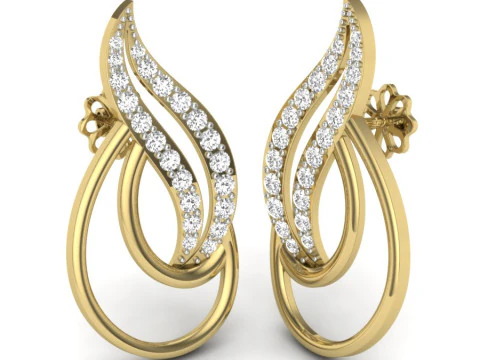 Printable 3D Jewelry design of Earrings with diamonds 3D Model