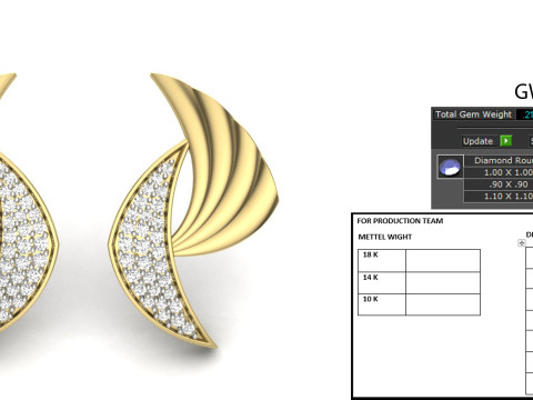 Printable 3D Jewelry design of Earrings with diamonds 3D Model