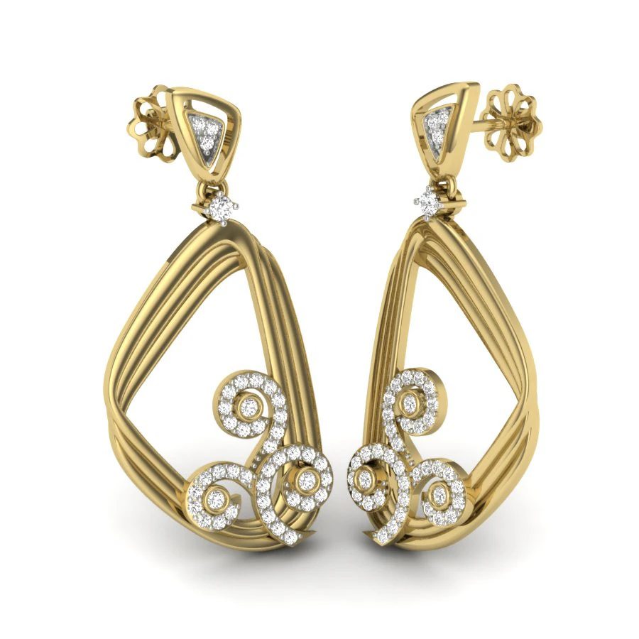 Printable 3D Jewelry design of Earrings with diamonds 3D Model .c4d .max .obj .3ds .fbx .stl .blend 