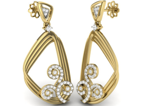 Printable 3D Jewelry design of Earrings with diamonds 3D Modell