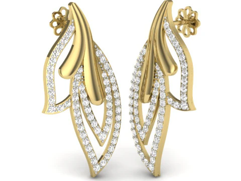 Printable 3D Jewelry design of Earrings with diamonds 3D Model