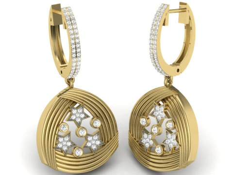 Printable 3D Jewelry design of Earrings with diamonds 3D Model