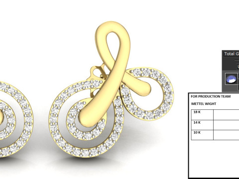 Printable 3D Jewelry design of Earrings with diamonds 3D Model