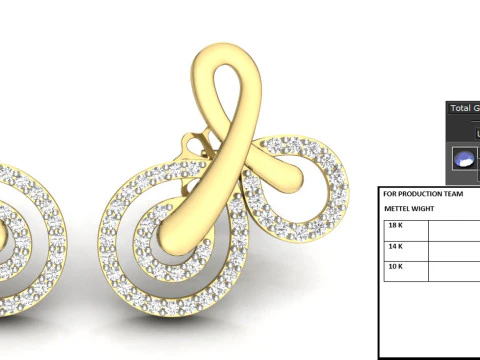 Printable 3D Jewelry design of Earrings with diamonds 3D Model