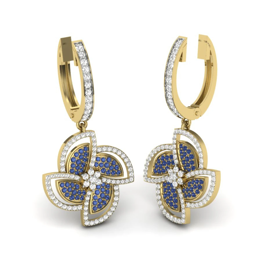 Printable 3D Jewelry design of Earrings with diamonds 3D Model .c4d .max .obj .3ds .fbx .stl .blend 