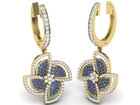 Printable 3D Jewelry design of Earrings with diamonds 3D मॉडल