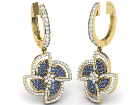 Printable 3D Jewelry design of Earrings with diamonds 3D Model