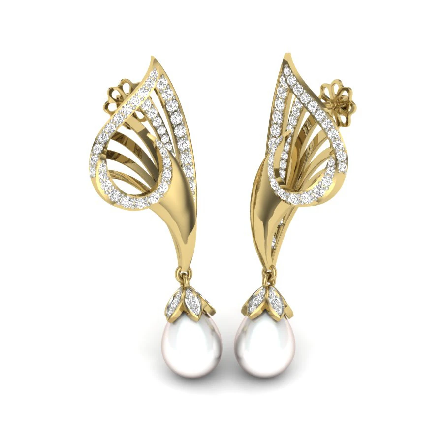 Printable 3D Jewelry design of Earrings with diamonds 3D Model .c4d .max .obj .3ds .fbx .stl .blend 