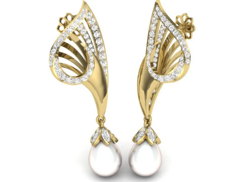 Printable 3D Jewelry design of Earrings with diamonds 3D Model