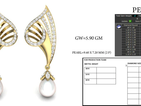 Printable 3D Jewelry design of Earrings with diamonds 3D Model