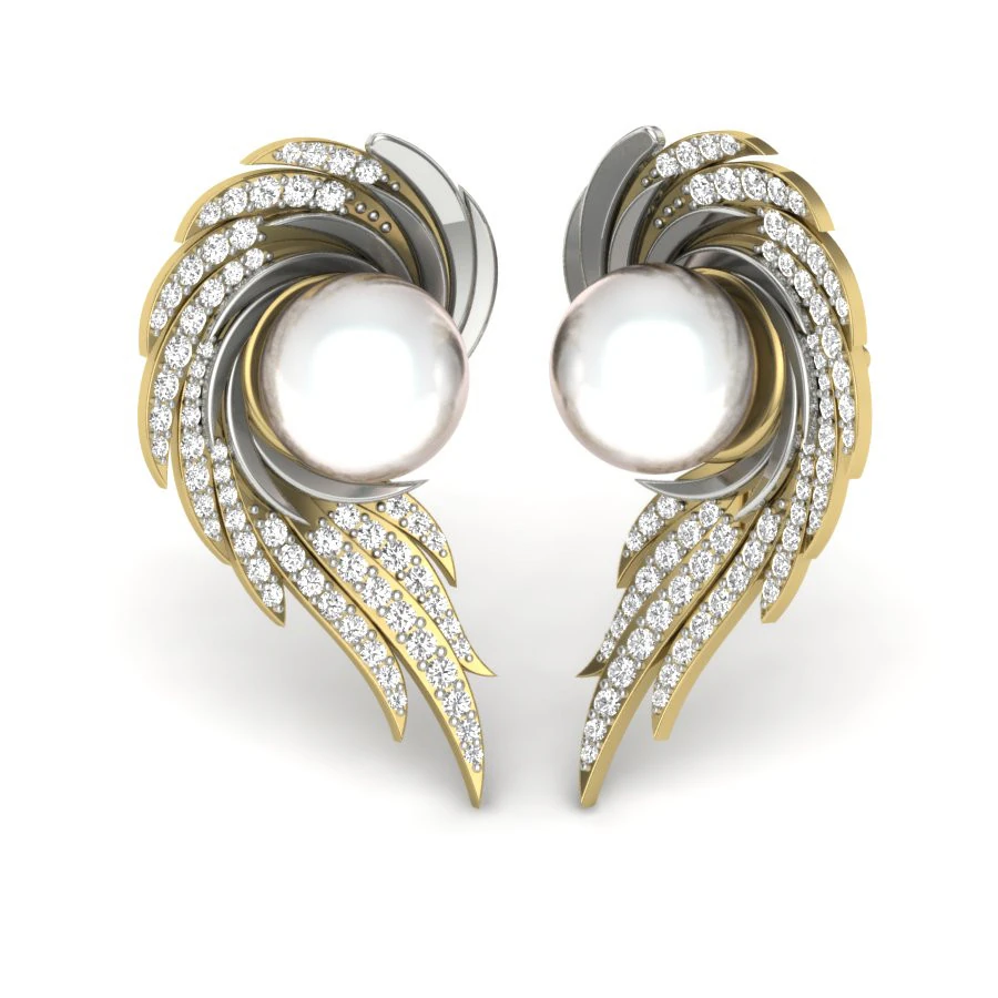 Printable 3D Jewelry design of Earrings with diamonds 3D Model .c4d .max .obj .3ds .fbx .stl .blend 