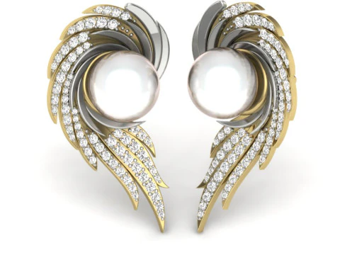 Printable 3D Jewelry design of Earrings with diamonds 3D Model