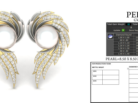 Printable 3D Jewelry design of Earrings with diamonds 3D Модель