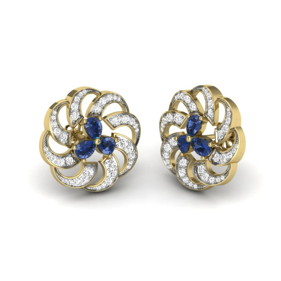 Printable 3D Jewelry design of Earrings with diamonds 3D Model .c4d .max .obj .3ds .fbx .stl .blend 
