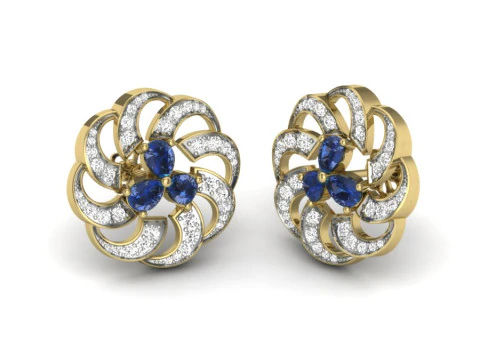 Printable 3D Jewelry design of Earrings with diamonds 3D Model