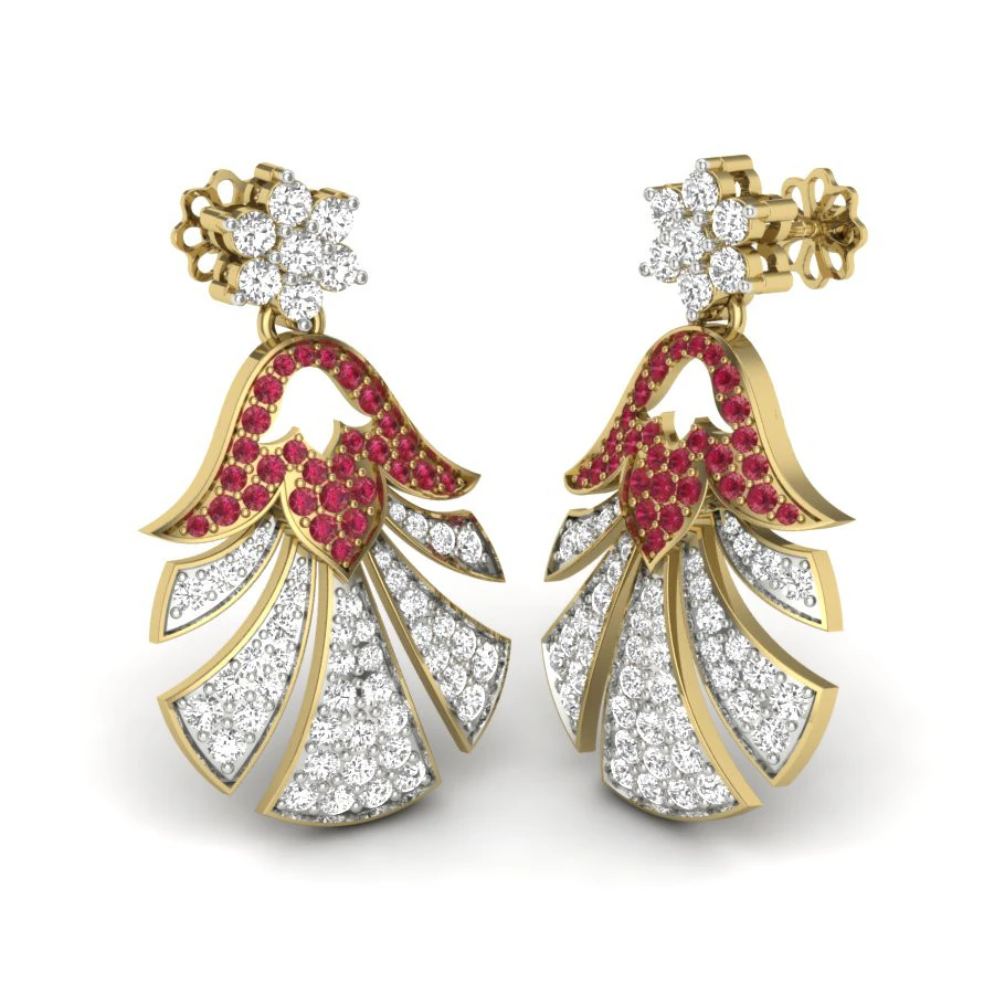 Printable 3D Jewelry design of Earrings with diamonds 3D Model .c4d .max .obj .3ds .fbx .stl .blend 