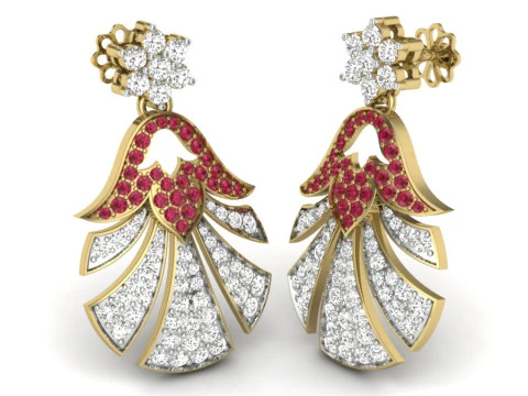 Printable 3D Jewelry design of Earrings with diamonds 3D Model