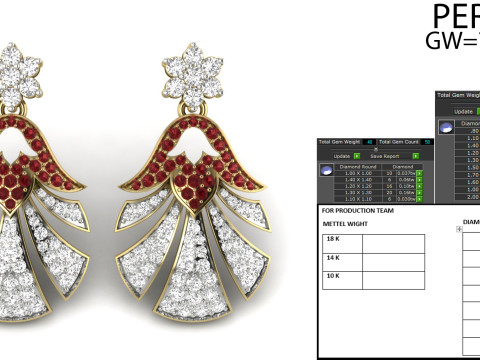Printable 3D Jewelry design of Earrings with diamonds Modello 3D