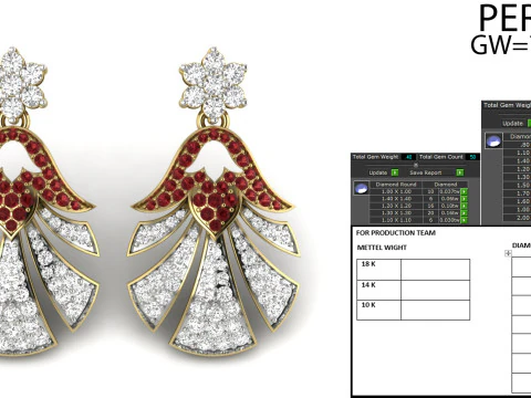 Printable 3D Jewelry design of Earrings with diamonds 3D Model