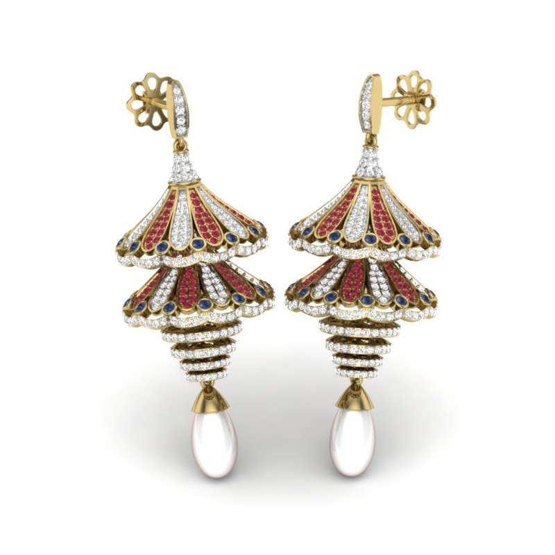 Printable 3D Jewelry design of Earrings with diamonds Modello 3D .c4d .max .obj .3ds .fbx .stl .blend 