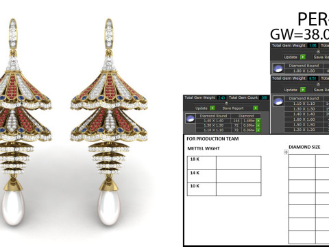 Printable 3D Jewelry design of Earrings with diamonds Modello 3D
