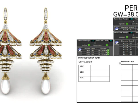 Printable 3D Jewelry design of Earrings with diamonds 3D Model