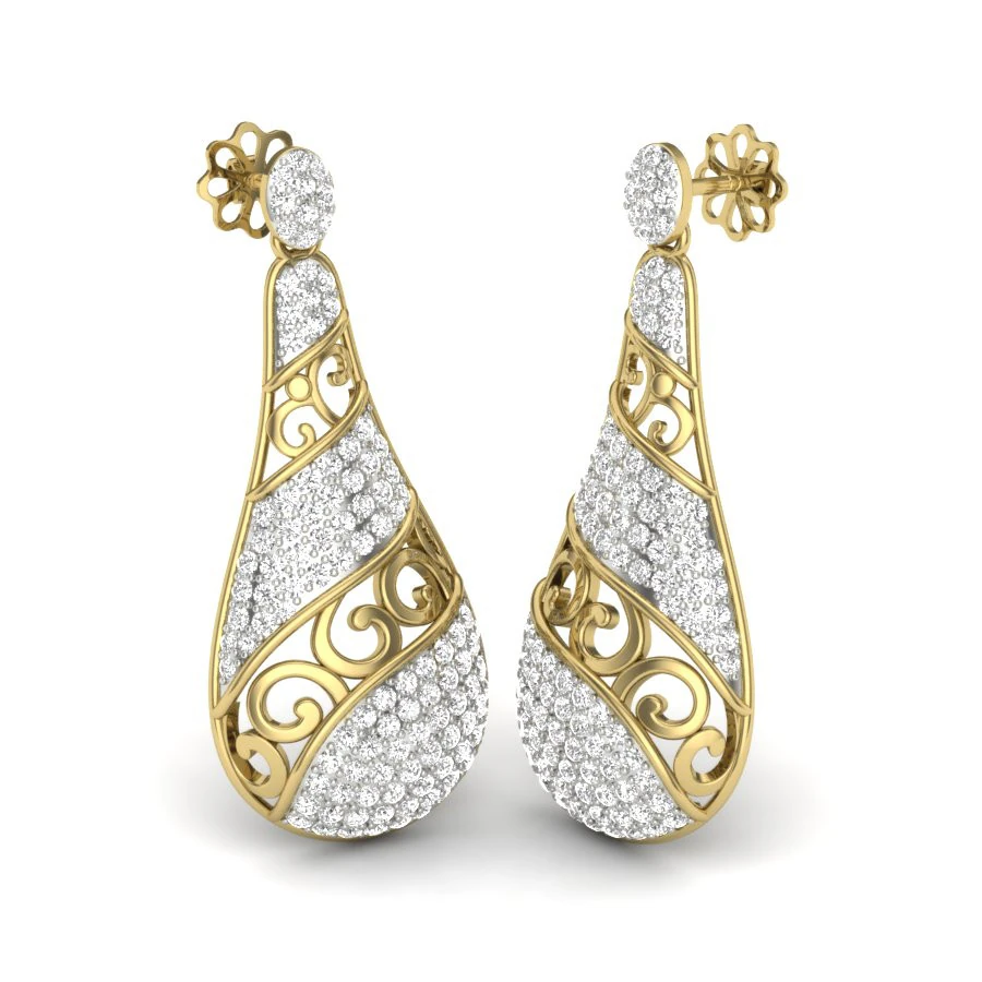 Printable 3D Jewelry design of Earrings with diamonds 3D Model .c4d .max .obj .3ds .fbx .stl .blend
